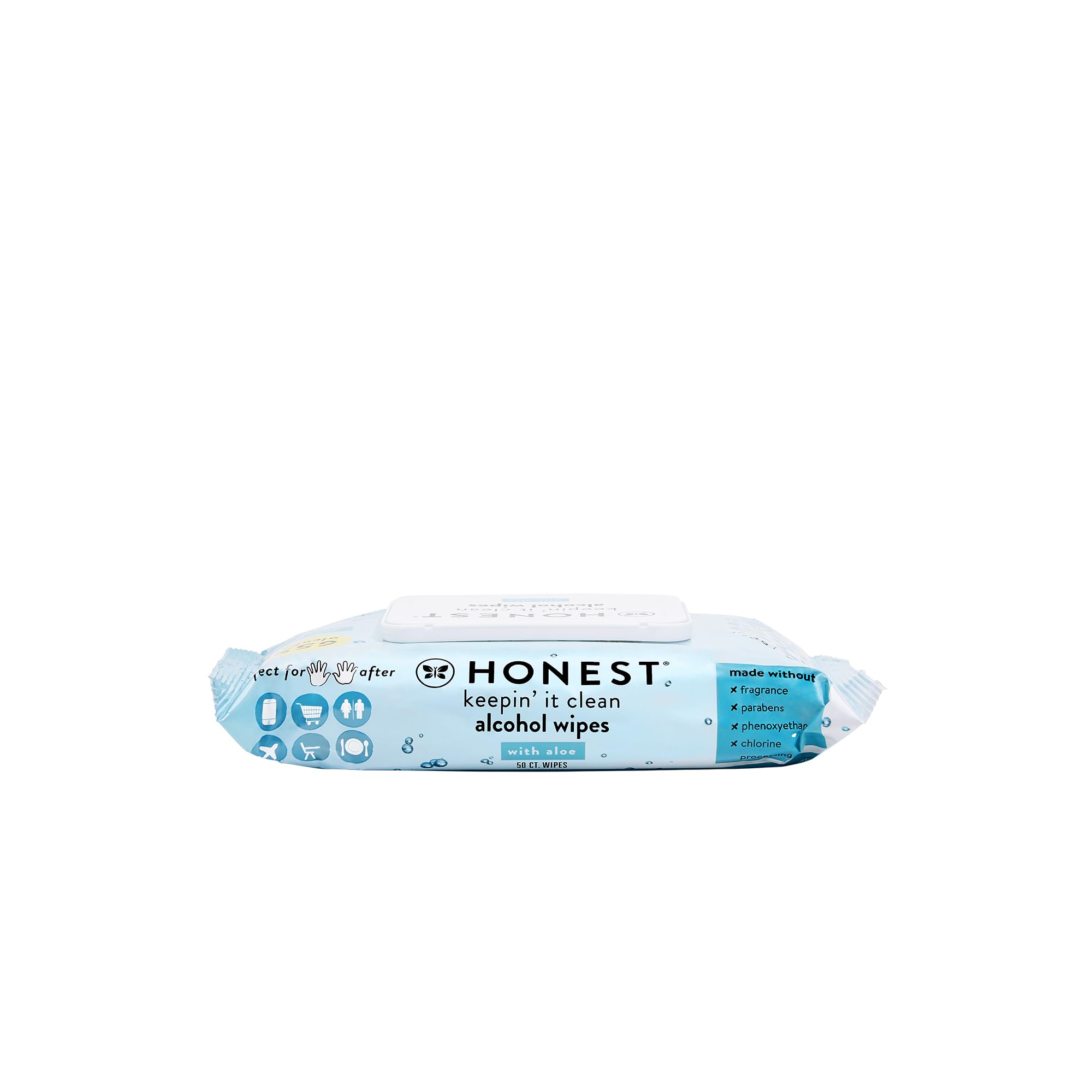 The Honest Company Alcohol Sanitizing Wipes - Kills 99.9% of Germs, Aloe Vera Infused, Unscented Disinfectant Wipes (50 Count Pack) - Perfect for Home, Office, Travel & On-The-Go Hygiene