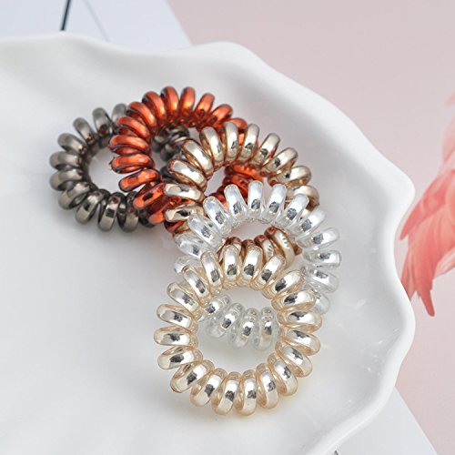Spiral Hair Ties for Women - 12 Pack Coil Hair Bands, No Crease Phone Cord Hair Elastics for Girls & Ladies - Perfect for Workouts, Yoga, Running and Everyday Hairstyles