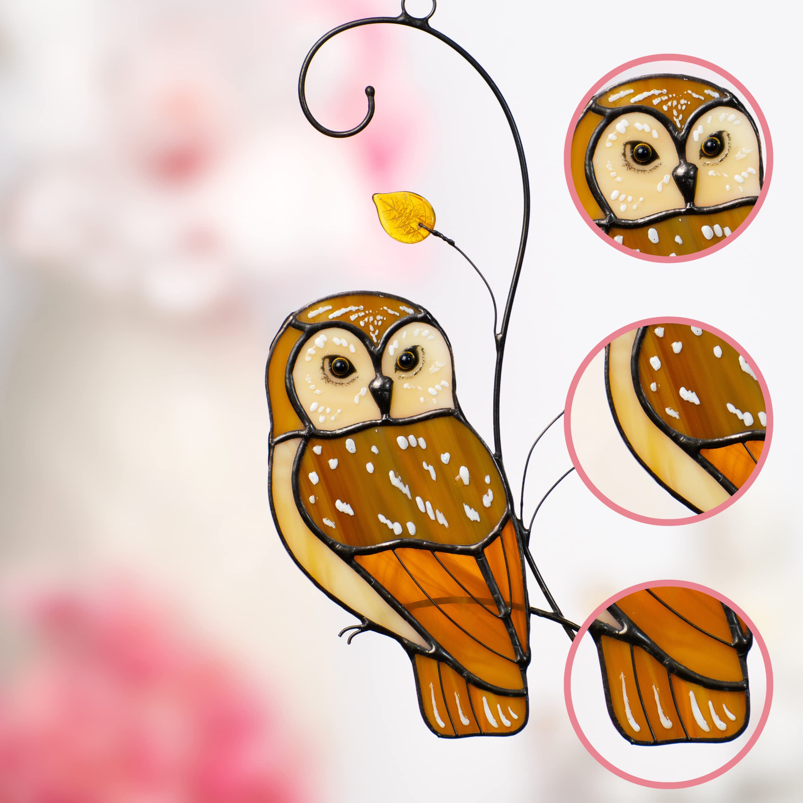 Handmade Owl Stained Glass Suncatcher - Genuine Leaded Glass Window Hanging Decor for Indoor & Outdoor Use | Perfect for Living Room, Garden, and Patio Decorations