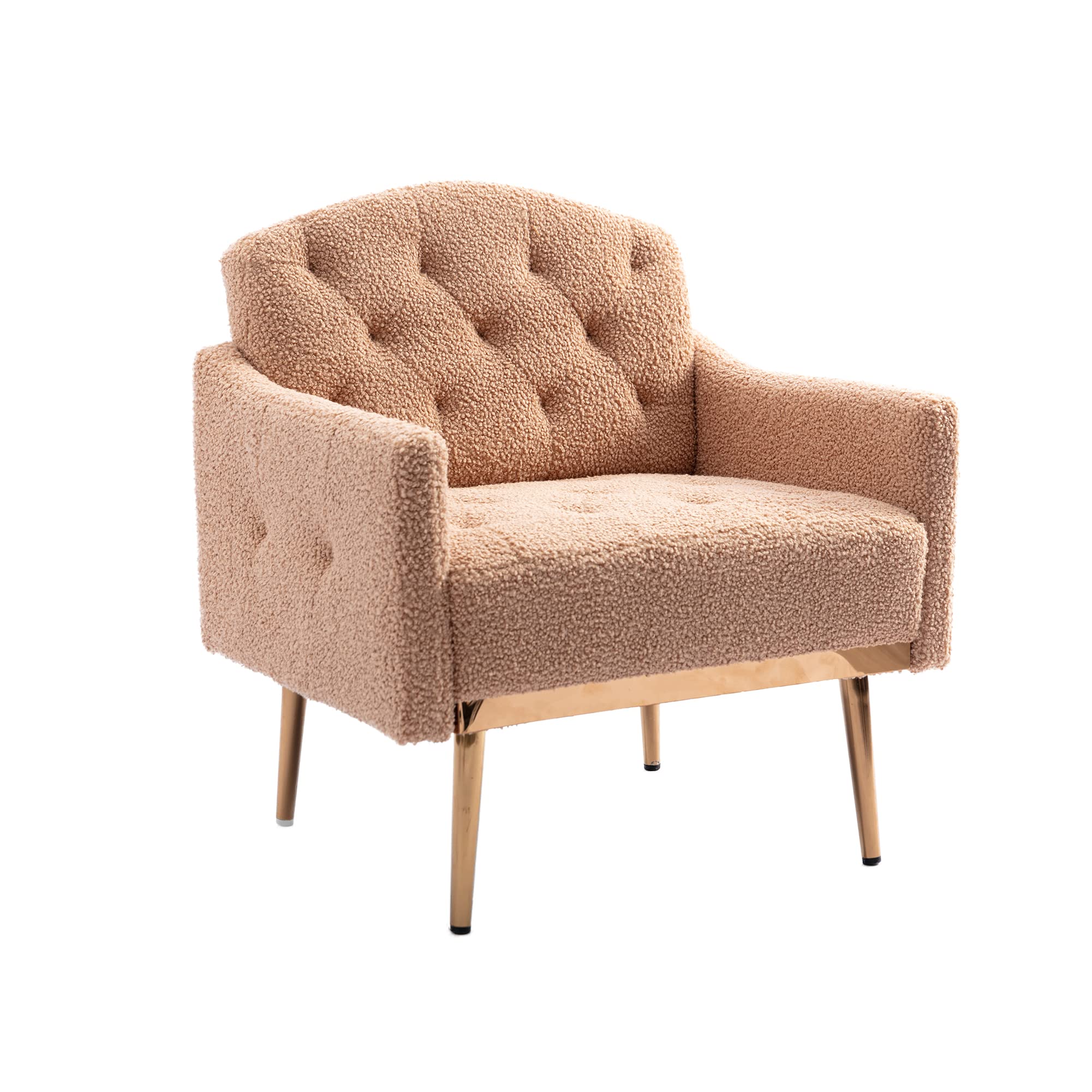 Modern Accent Chair - Upholstered Armchair & Club Lounge Chair for Living Room, Reading Nook, Studio or Dressing Room - Soft Teddy Camel Fabric - Stylish & Comfortable Seating Solution for Home Decor