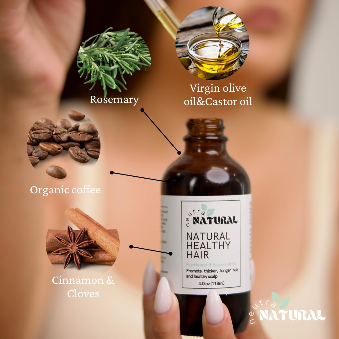 Organic Rosemary Hair Growth Oil - Plant-Based & Healthy Hair Treatment for Thicker, Stronger Hair (2oz) | TikTok Viral Hair Care for Daily Nourishment & Scalp Massage