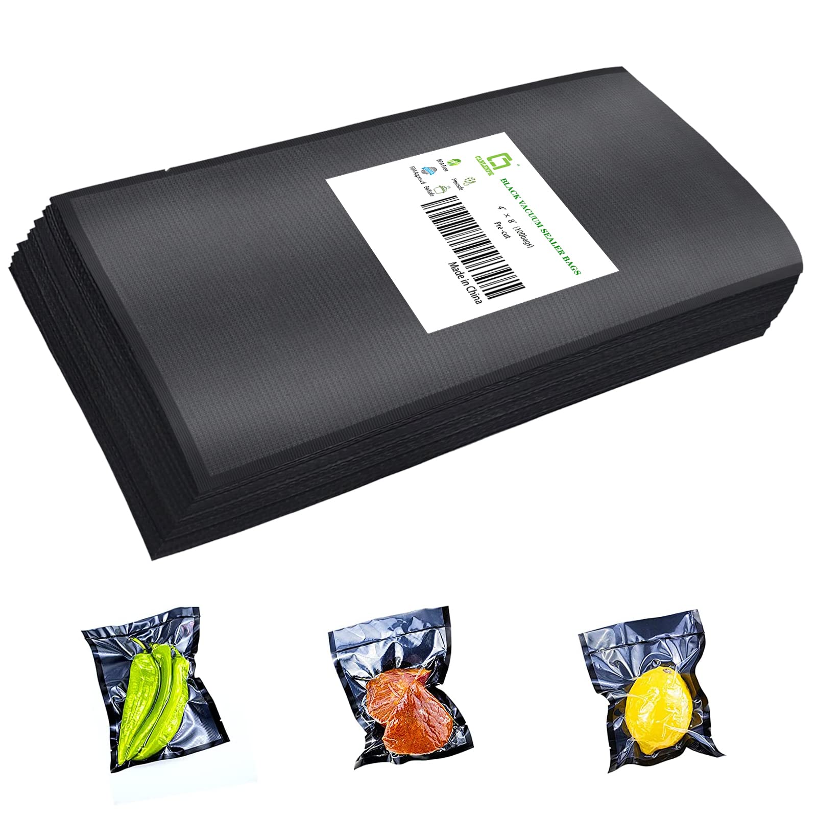 CANLENPK 4x8 Inch (10x20cm) Heavy Duty Vacuum Sealer Bags - 100 Pack Commercial Grade Food Storage Bags for Meal Prep, Snacks, Fruits & Nuts | Freezer, Boil & Steam Safe | Perfect for Sous Vide, Freezing & Pantry Organization