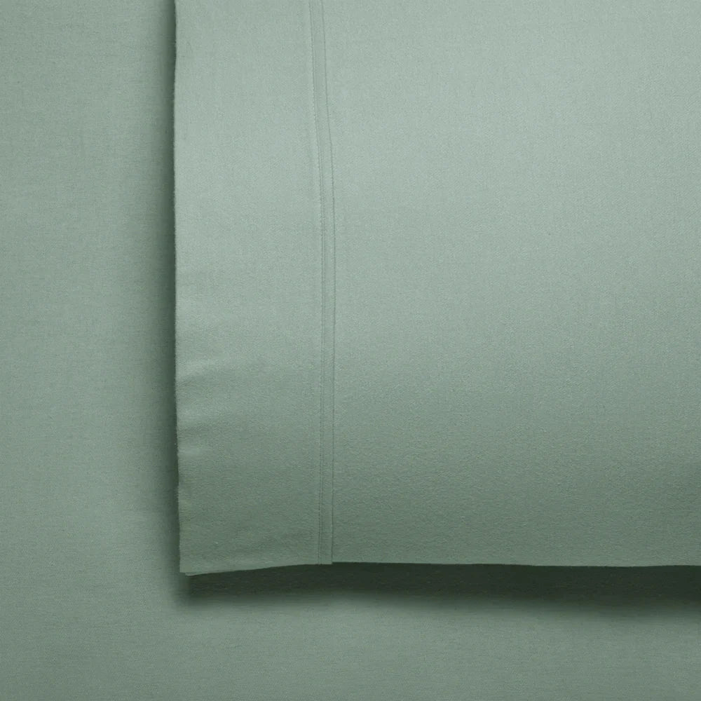 Bianca Fletcher Cotton Flannelette Sheet Set - Soft & Breathable Sage Green Bed Sheets for All Seasons - Perfect for Cozy Nights & Guest Bedrooms