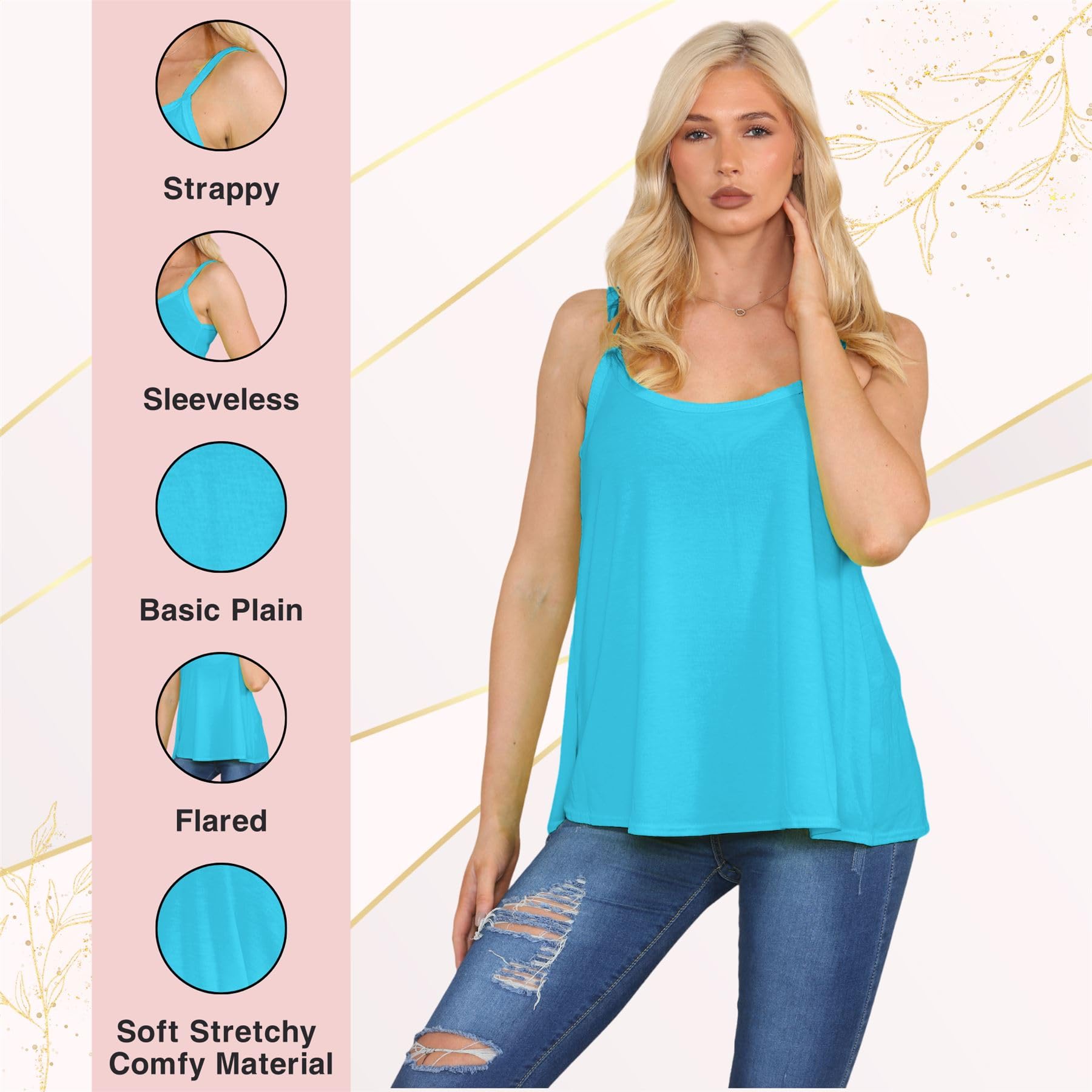 Janisramone® Women's Stretchy Sleeveless Camisole Tank Top - Breathable Summer Plain Vest for Women | Perfect for Beach, Yoga, Travel & Casual Wear