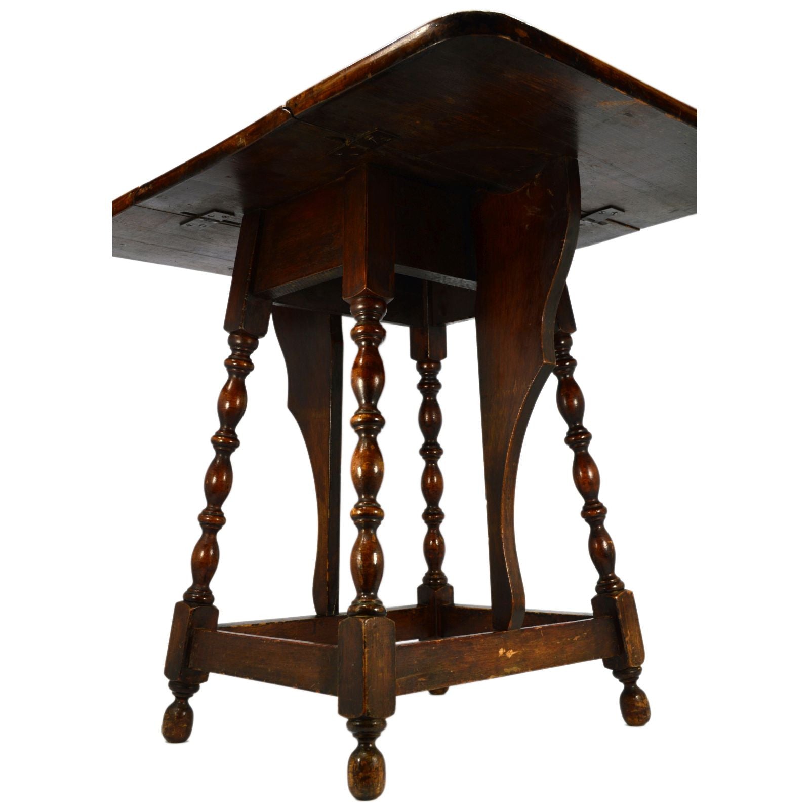 Antique 19th Century Hardwood Drop Leaf Side Table with Turned Gate Leg - Perfect for Living Room, Bedroom, or as Lamp/Plant Stand