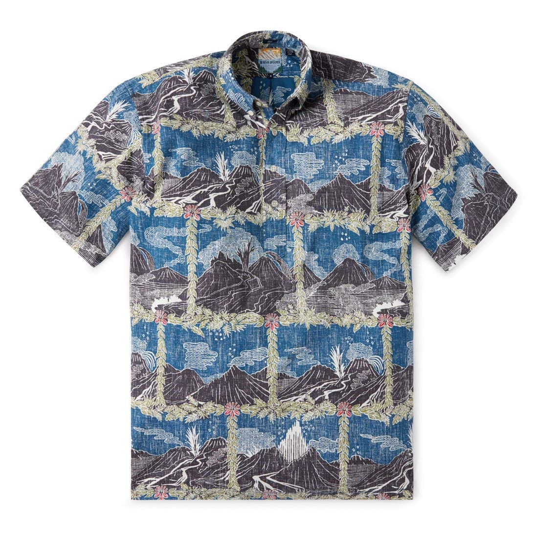 Reyn Spooner Men's Hawai'i Volcanoes National Park Hawaiian Aloha Shirt - Pullover | Short Sleeve Casual Button-Up Shirt for Beach, Vacation & Summer Outfits