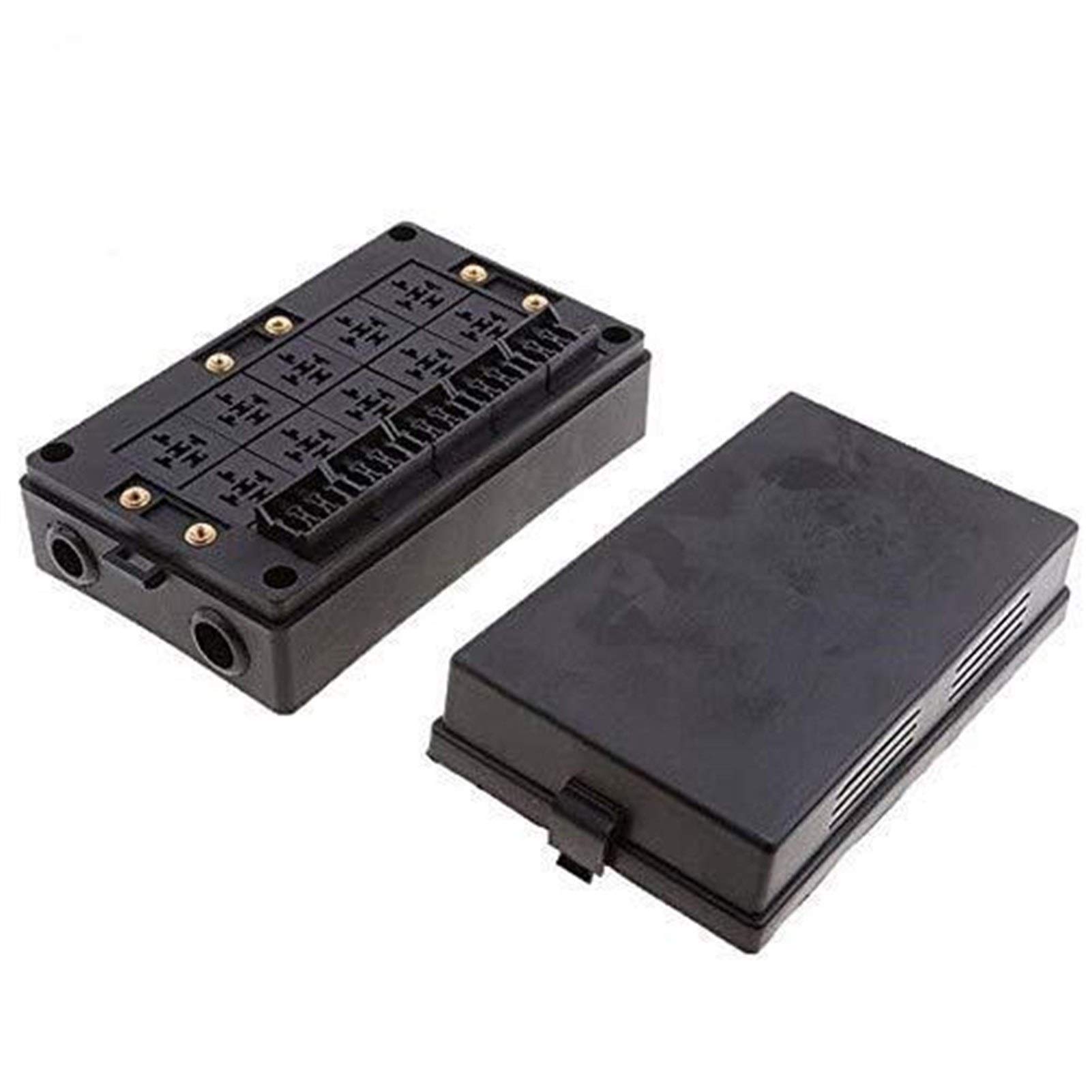 18 Way Blade Fuse Holder Relay Socket Black Box - Waterproof Automotive & Marine Fuse Block with LED Indicator - Perfect for Car, Boat, RV Electrical System Protection