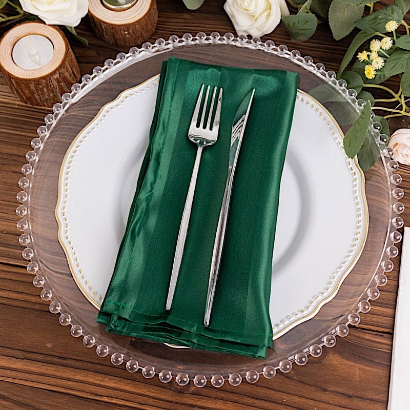 Premium 20x20 Inch Satin Table Napkins - Set of 5 Striped Elegant Dinner Napkins for Formal Dining, Wedding, and Holiday Parties