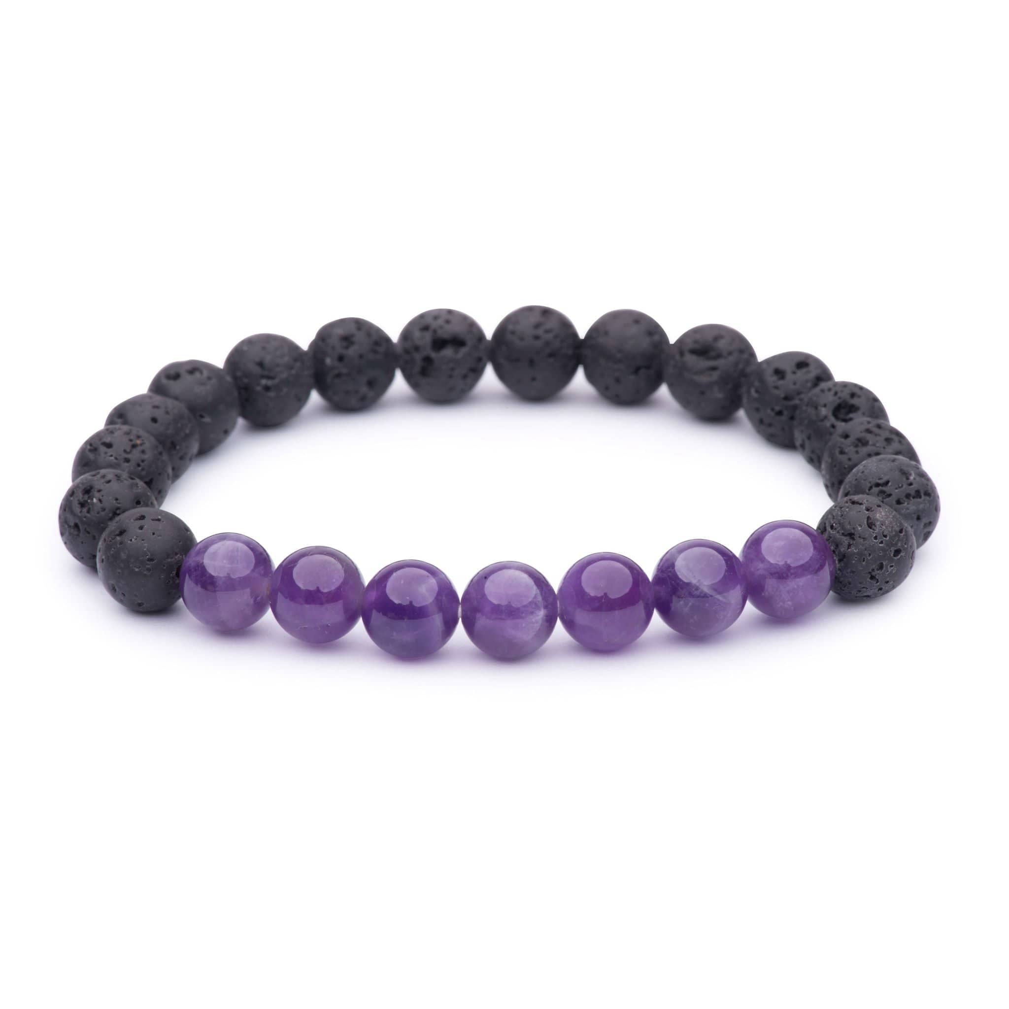Natural Amethyst Lavender Lava Stone Bracelet for Women - Stress Relief, Anxiety & Meditation Beads - Perfect for Yoga, Spiritual Healing & Aromatherapy