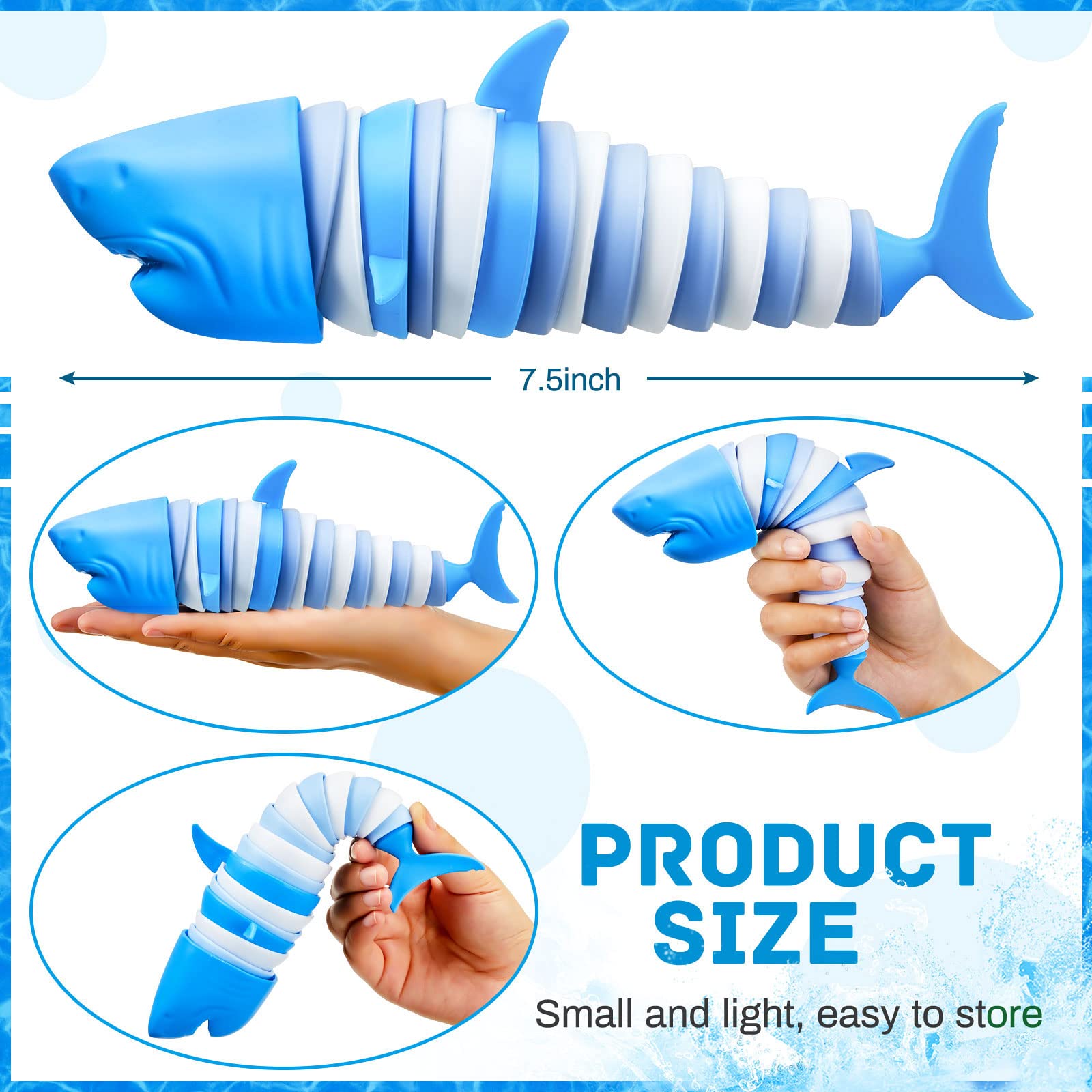 Yunsailing 2-Pack Shark Sensory Fidget Toys for Kids & Adults - 3D Printed Articulated Dolphin & Shark Stress Relief Toys for Autism, ADHD, Anxiety - Perfect for Classroom, Office, Travel & Home Use