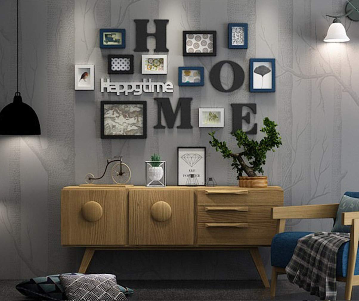 Wooden Photo Frame Wall Set of 10 - Blue Gallery Frame Collage for Home Decor, Restaurant Wall Art, Picture Display & Wall Decoration | Perfect for Living Room, Bedroom, Office & Cafe Background