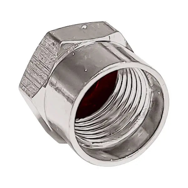AA Chrome Hexagon Tire Valve Caps (100/Box) - Durable Metal Air Stem Caps for Cars, Trucks & Motorcycles - Perfect for Customization & Off-Road Protection