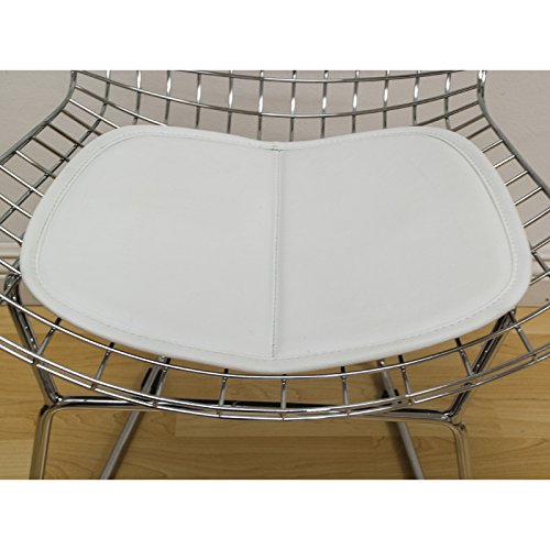 ModMade Modern Mesh Chrome Metal Dining Chair in White - Stylish & Comfortable for Kitchen, Dining Room, Office or Outdoor Use