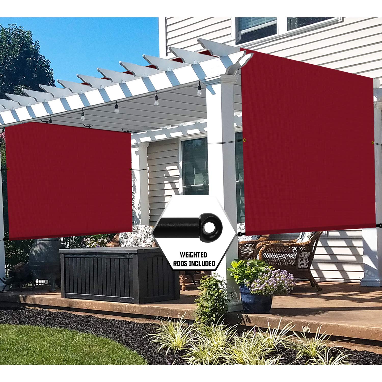 6' x 34' Waterproof Pergola Replacement Canopy with Grommets & Weight Rods - UV Resistant Sun Shade Cover for Patio, Backyard, Deck - Outdoor Garden, Poolside, BBQ Area Protection (Red) - Perfect for Summer Gatherings, Picnics, and Outdoor Relaxation