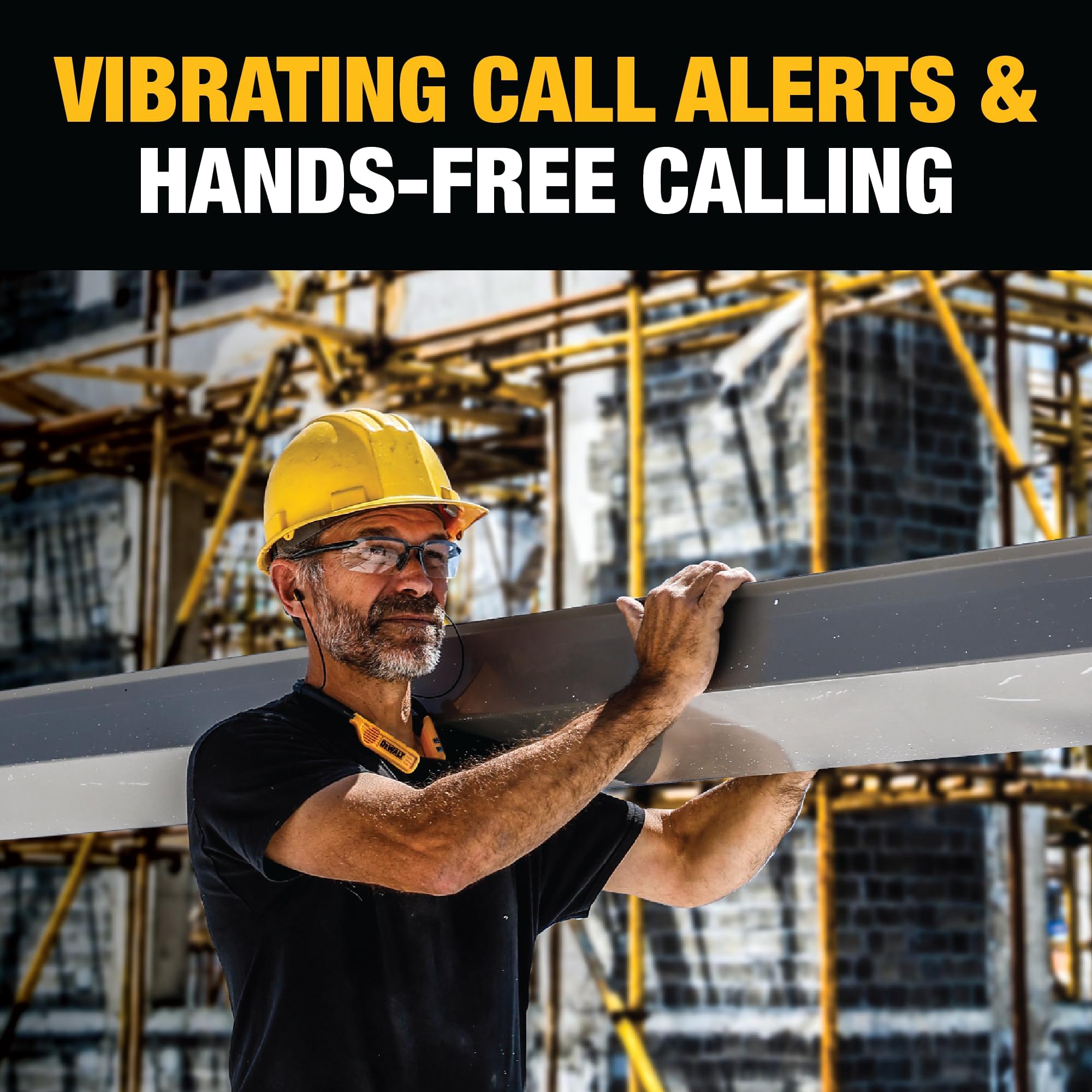 DEWALT 2-in-1 Neckband Bluetooth Headphones with Built-in Speakers - Jobsite Wearable Speaker & Neck Headphones - 60+ Hours Wireless Bluetooth Headset for Hands-Free Music & Calls - Includes Carry Pouch - Perfect for Construction Workers, Gym Enthusiasts & Outdoor Activities