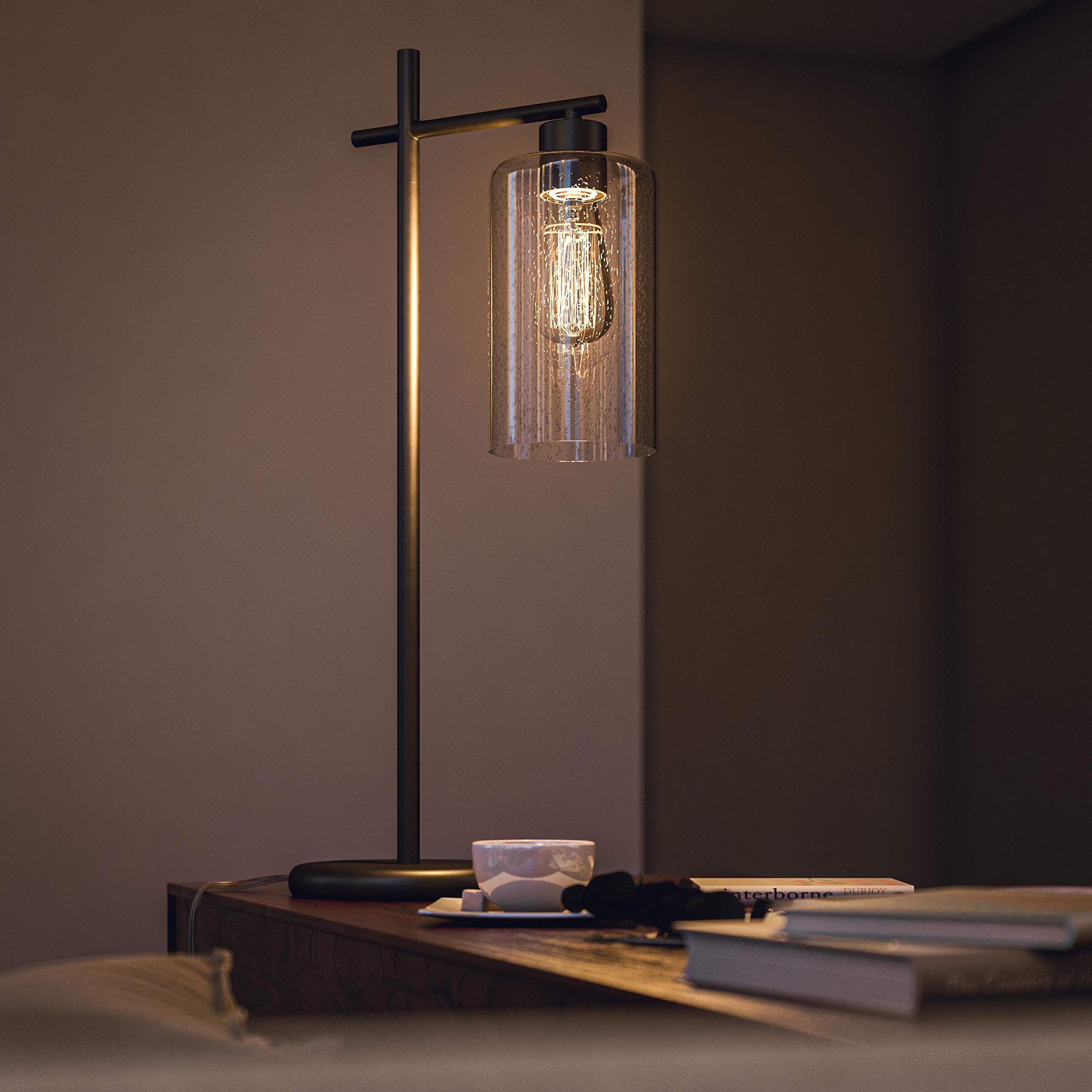 Kenroy Home 35274GRPH Dani Desk Lamp - Graphite Finish Rustic Style Table Lamp, 28 Inch Height, 12.875 Inch Width, 7.875 Inch Depth - Perfect for Home Office, Study Room & Bedside Nightstand Lighting