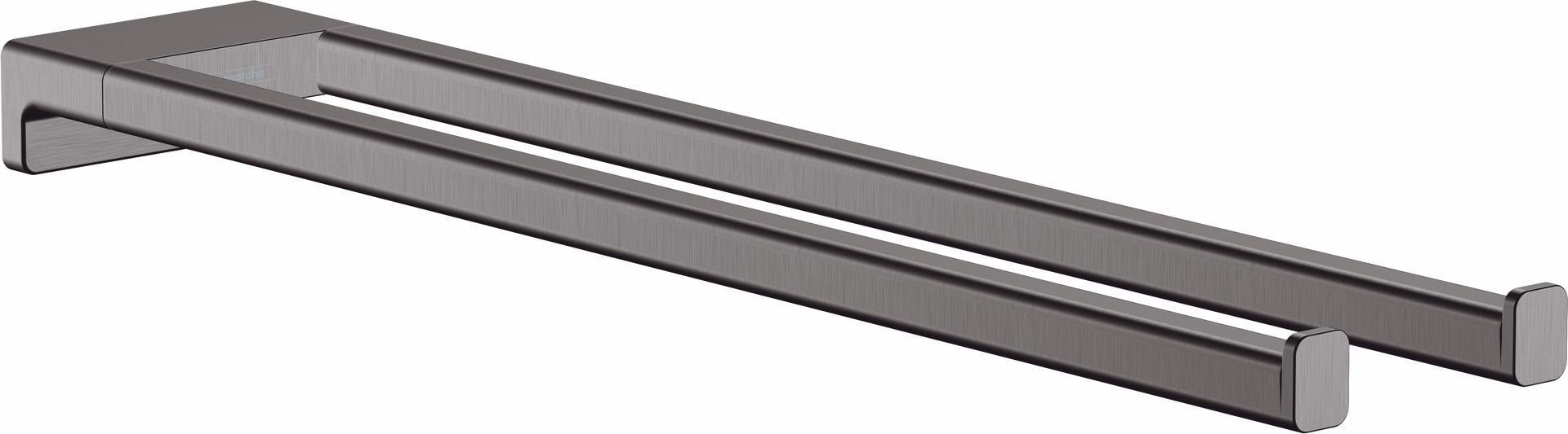 Hansgrohe AddStoris Dual Towel Bar in Brushed Black Chrome (41770340) - Premium Bathroom Towel Rack for Modern Homes & Spa-Like Showers