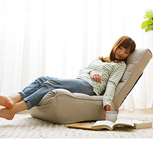 ZeHuoGe Folding Single Floor Sofa Recliner - Adjustable Lazy Sofa Chair for Balcony, Tatami, or Deck - High Backed Leisure Reclining Chair in Gray - Perfect for Relaxing, Reading, or Sunbathing