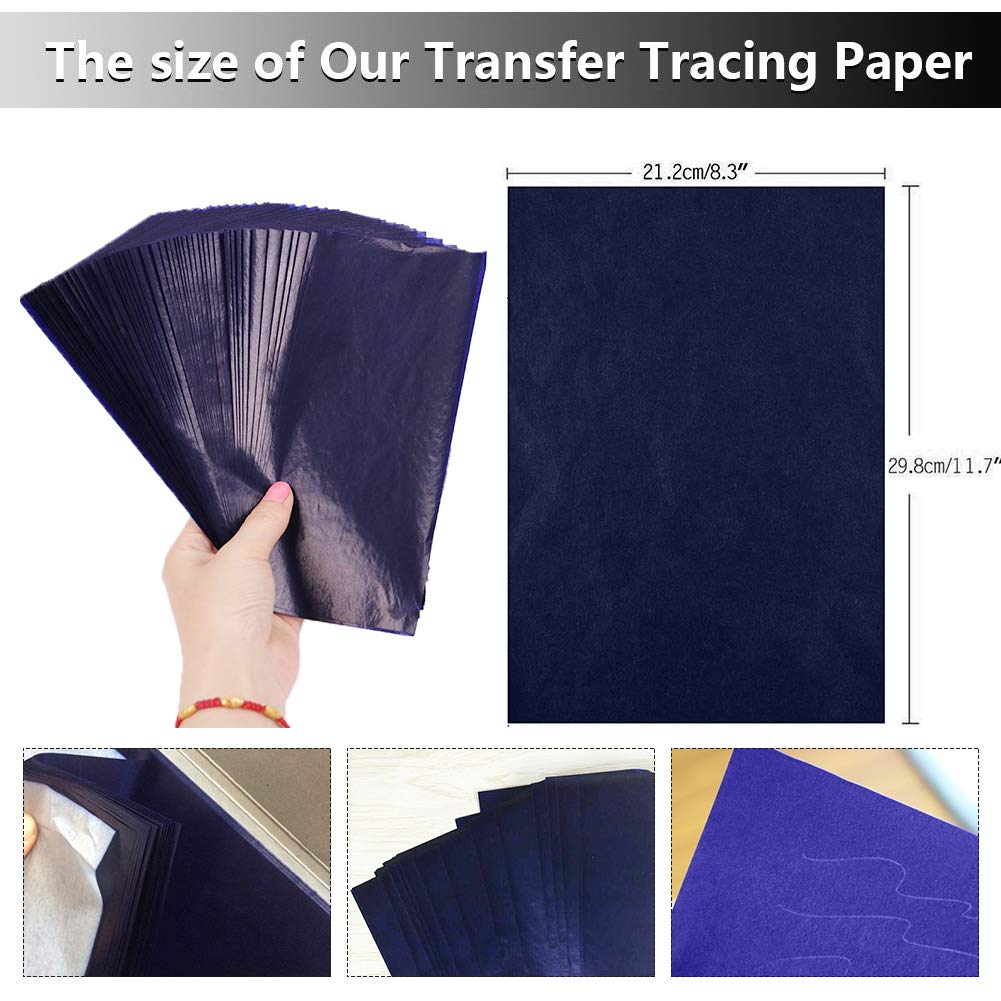 100 Sheets Blue Carbon Transfer Paper for Tracing - 8.3