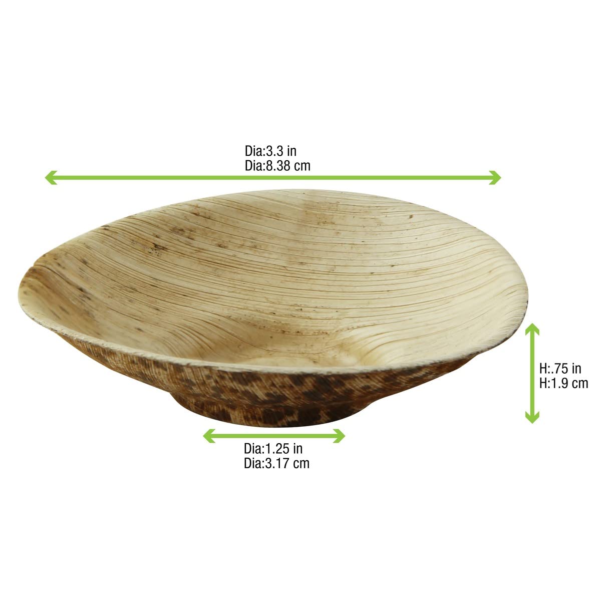PacknWood 210BBOUSCOUP - 1000 Mini Bamboo Leaf Round Dishes - 3.1