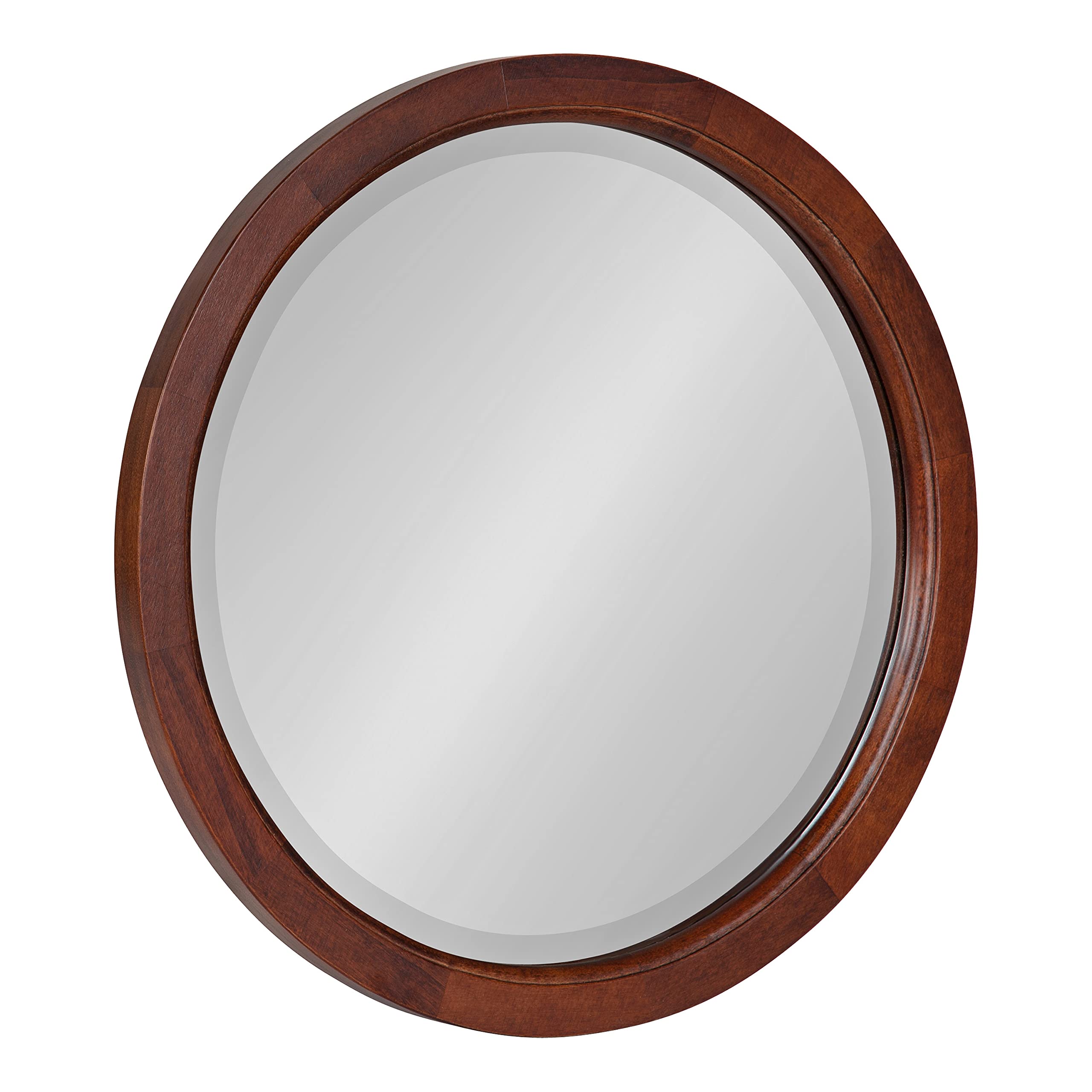Kate & Laurel Hogan Farmhouse Mirror - 18 Inch Round Wall Mirror in Walnut Brown - Rustic Modern Decor for Living Room, Bedroom, Entryway & Bathroom