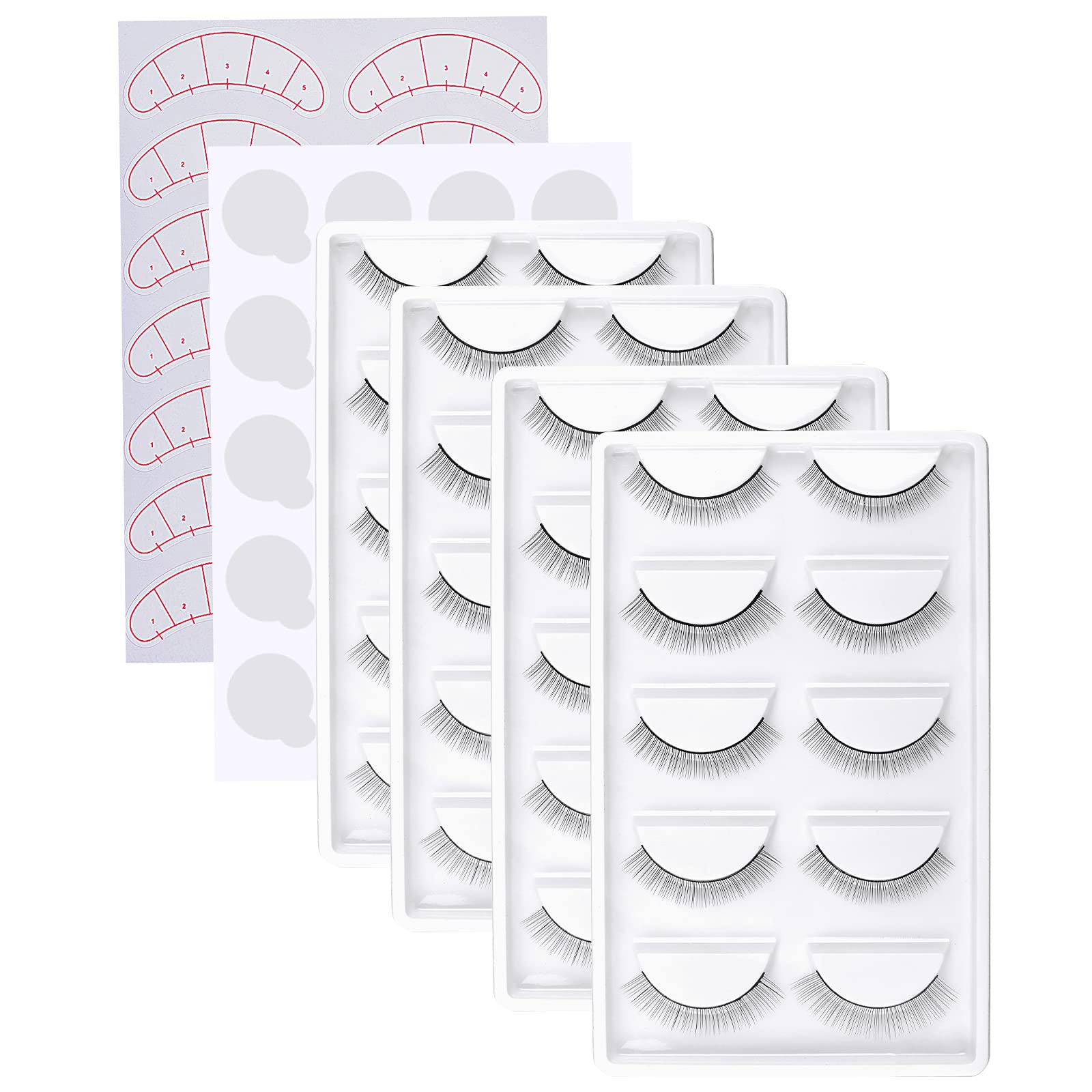 Fenshine 20 Pairs Eyelash Extensions Practice Lashes - Self-Adhesive Training Lashes for Beginners, Professional Lash Extension Supplies - Perfect for Salon, Home Practice & Makeup Training