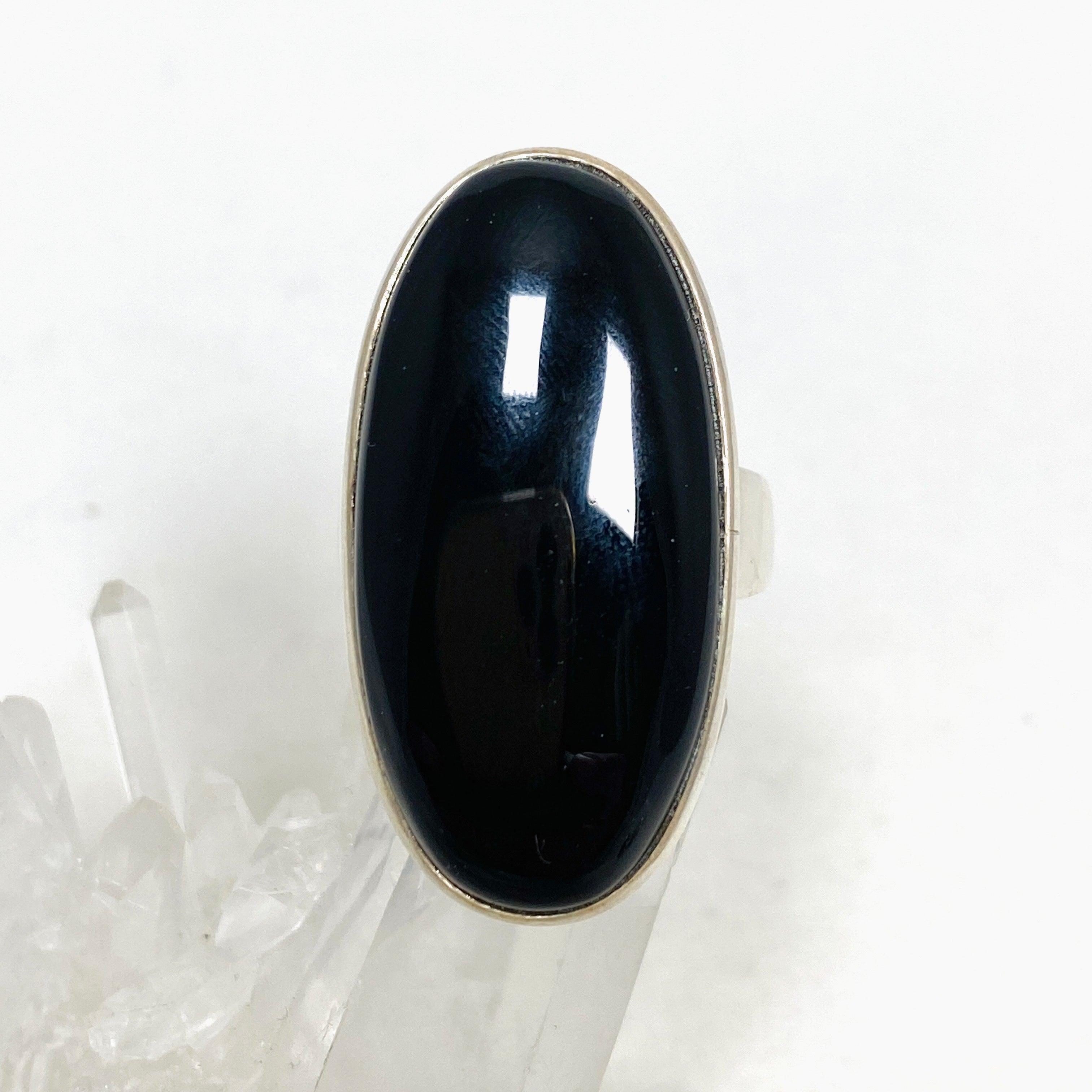Onyx Oval Ring for Women - Size 11 Sterling Silver Gothic Jewelry PRGJ433 - Perfect for Weddings, Parties and Everyday Elegant Style