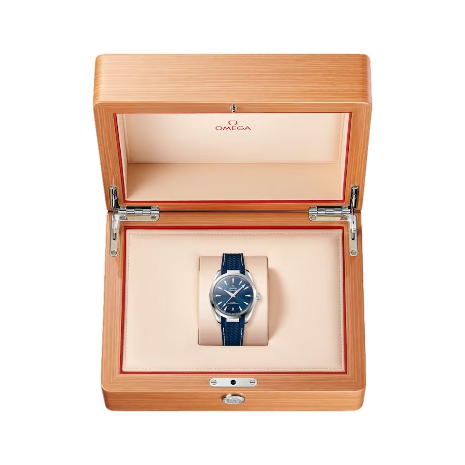 Omega Seamaster Aqua Terra 150M Co-Axial Master Chronometer 38mm Men's Watch - Blue Dial on Rubber Strap | Luxury Dive Watch for Swimming, Sailing & Everyday Wear