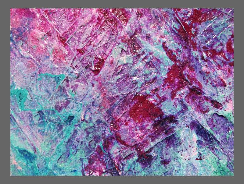 Abstract Painting Jade Pink Blue - Modern Wall Art for Living Room, Bedroom & Office Decor - Handmade Canvas Artwork for Home & Office
