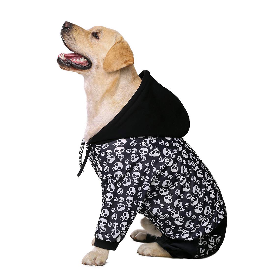 Halloween Dog Hoodie with Pocket - Fleece-Lined Winter Dog Sweater for Medium & Large Dogs, Black Skeleton Costume Pullover - Perfect for Halloween Parties & Cold Weather Outings