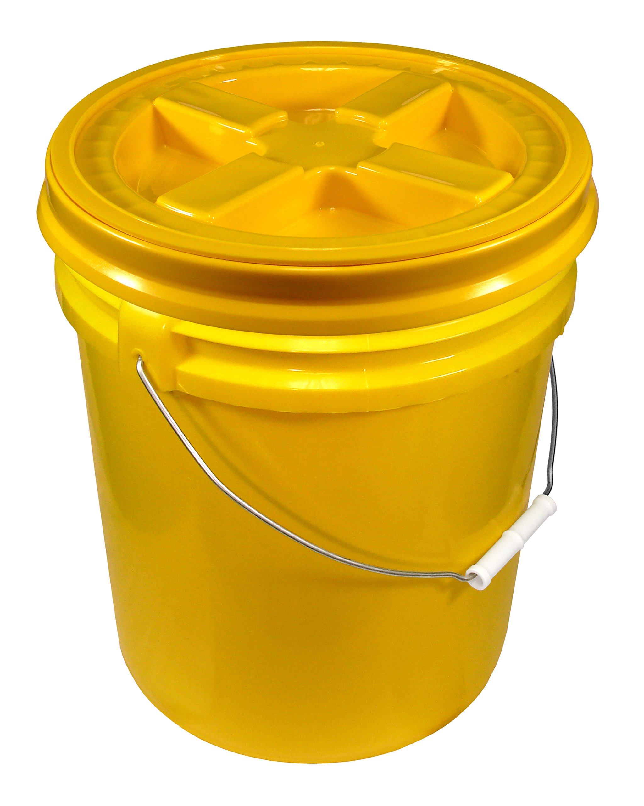 5 Gallon Food Grade Yellow Bucket Kit with Gamma Seal Lid - Heavy Duty 90 mil Plastic for Storage, Emergency Prep & Camping Supplies