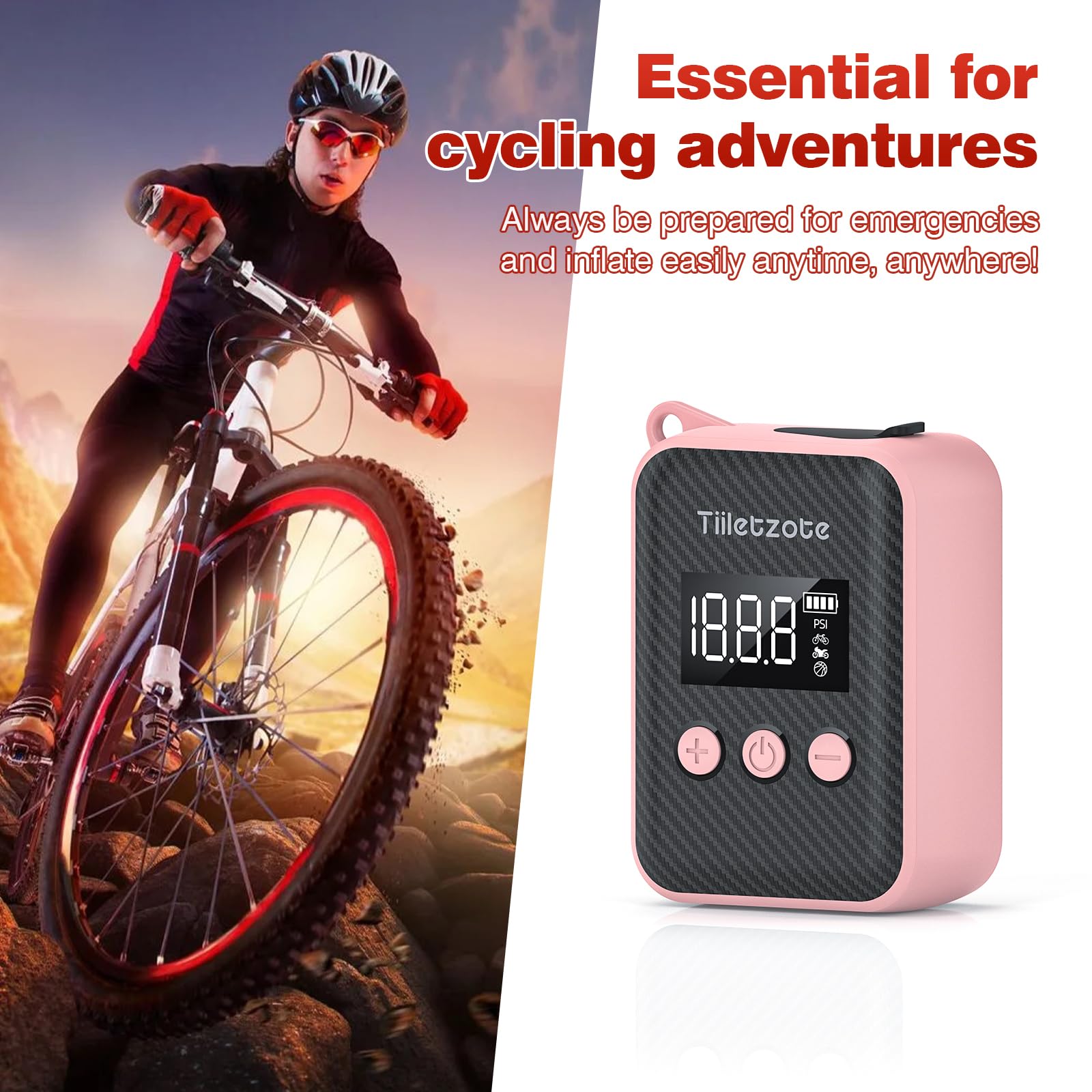 130 PSI Electric Mini Bike Pump - Portable Rechargeable Bicycle Tire Inflator with Pressure Gauge & Auto-Shutoff - Compatible with Presta & Schrader Valves - Perfect for Mountain, City, and Road Bikes - Ideal for Emergency Repairs, Commuting, and Outdoor Adventures