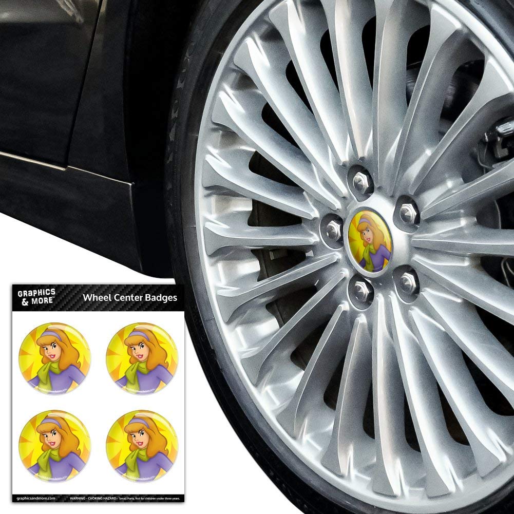 Scooby Doo Daphne Character Resin-Topped Wheel Center Caps & Badges - Vintage Car Tire Accessories for Scooby Doo Fans & Classic Car Enthusiasts