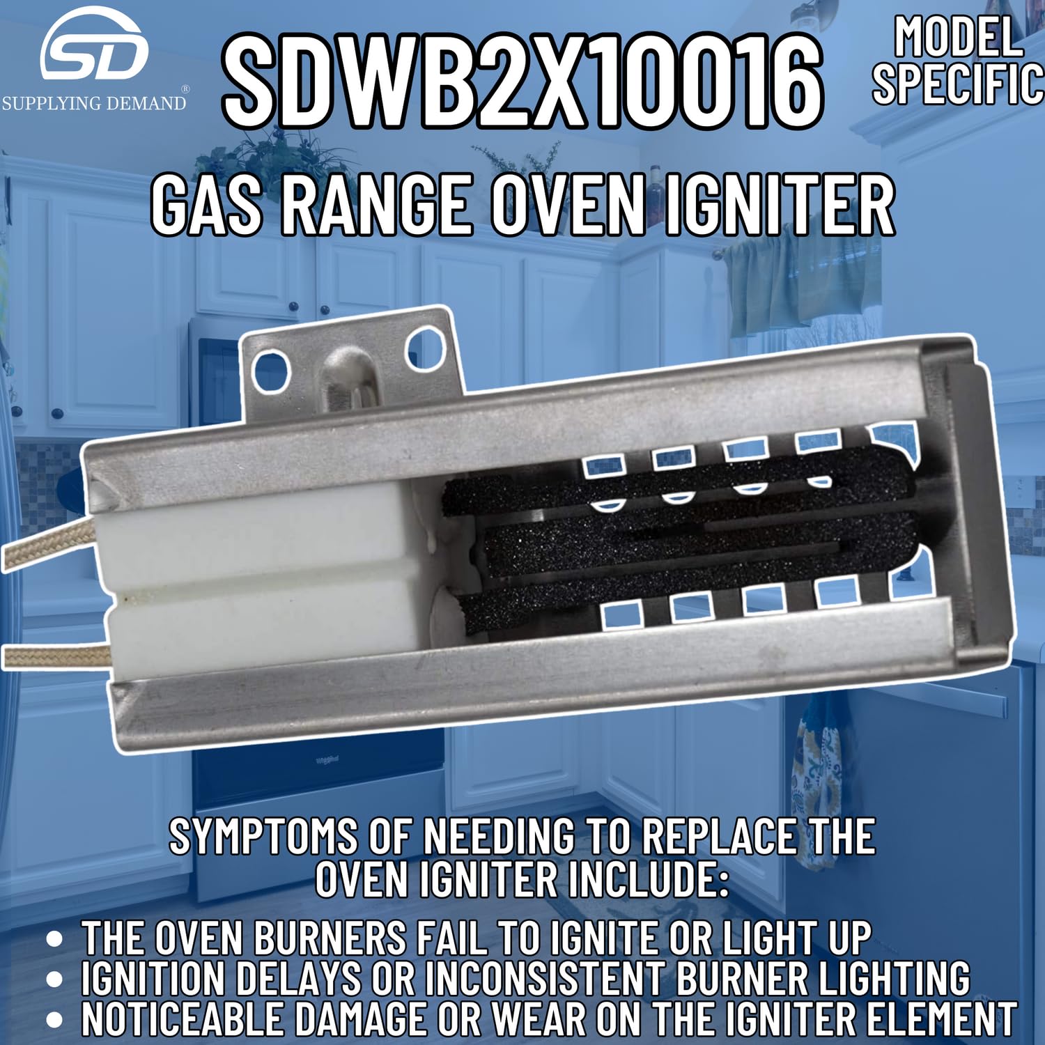 WB2X10016 WB02X10016 Gas Range Oven Igniter Replacement - Compatible with Specific Models (Not Universal) - Perfect for Kitchen Appliance Repair & Maintenance