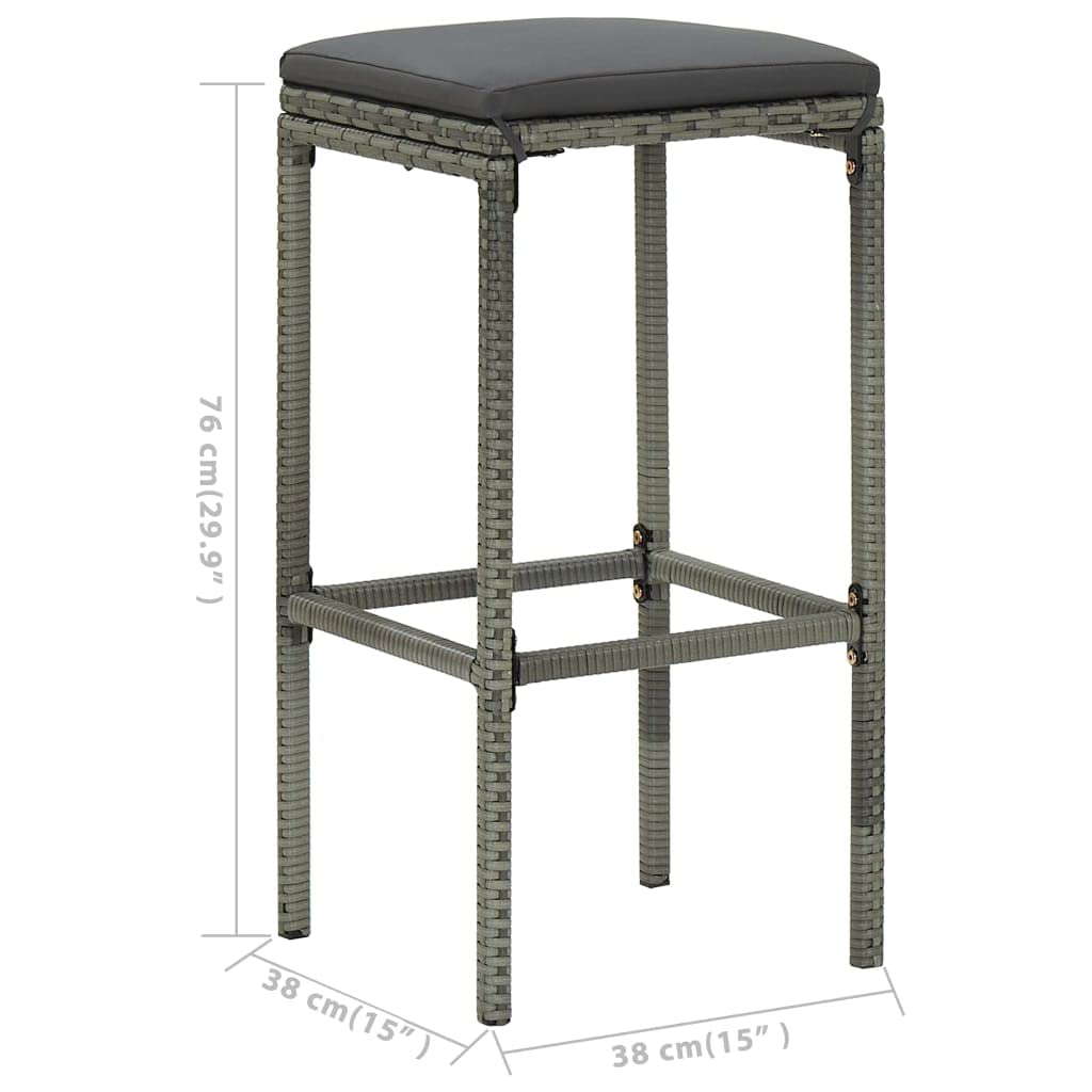 vidaXL 5-Piece Patio Bar Set with Wood Tabletop & Cushions - Outdoor Bar Table & Stools for Garden, Farmhouse, or Backyard - Perfect for Entertaining, Dining, and Relaxing in Gray