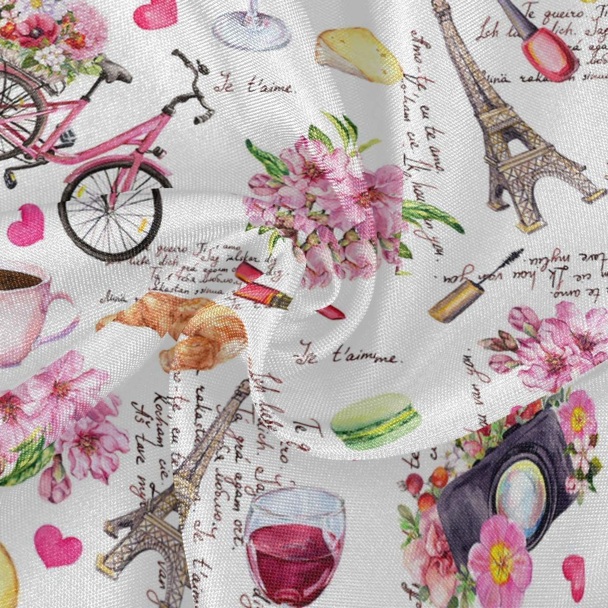 AUUXVA Paris Eiffel Tower Floral Round Tablecloth - 60 Inch Polyester Table Cover for Dining, Kitchen, Wedding, Restaurant & Outdoor Events | Elegant Decor for Parties, Buffets and Picnics