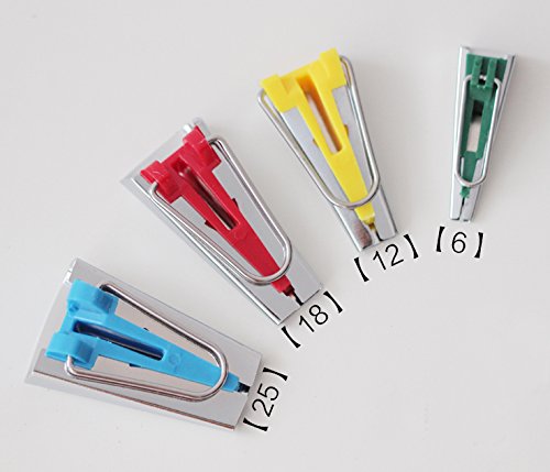 4-Piece Fabric Bias Tape Maker Tool Set (6mm, 12mm, 18mm, 25mm) for Sewing, Quilting & Binding - Perfect for DIY Garments, Home Decor & Craft Projects