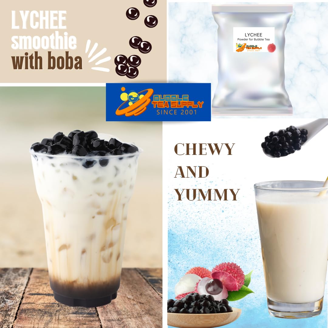 Premium Lychee Bubble Tea Kit [40-45 Servings] - Complete Boba Starter Set with Tapioca Pearls, Milk Tea Powder & Supplies - Perfect for Home Brewing, Parties & Bubble Tea Business Startups