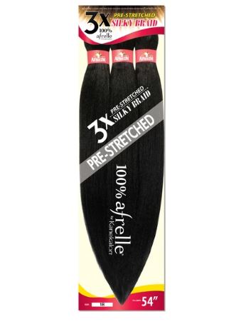 AFREEZM 3X Pre-Stretched Silky Braiding Hair 1B - Soft & Natural Look for Box Braids, Cornrows & Protective Styles