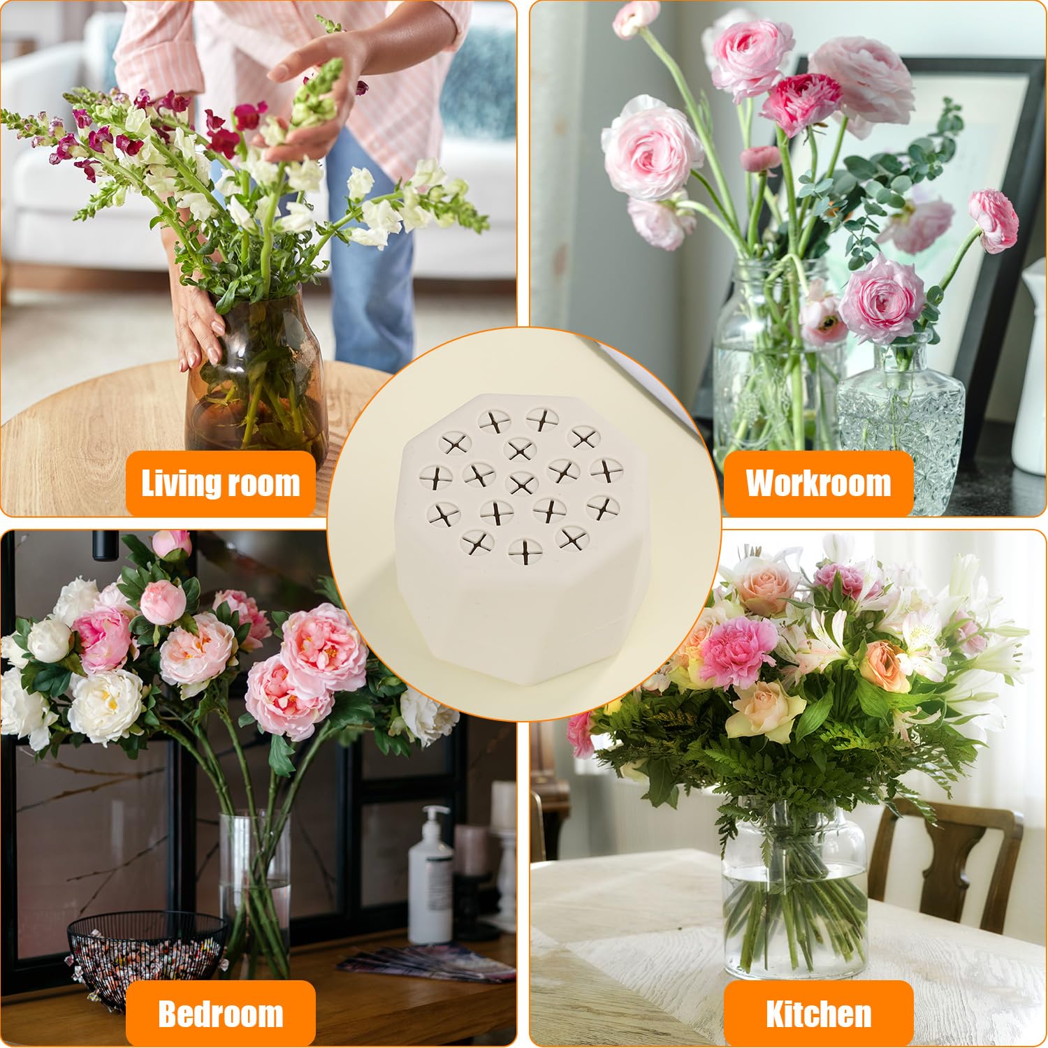 **Spiral Ikebana Flower Stem Holder - Silicone Bouquet Arrangement Tool for Home Decor, Vases & Floral Art (Off-White) - Perfect for Weddings, Centerpieces & DIY Floral Designs**