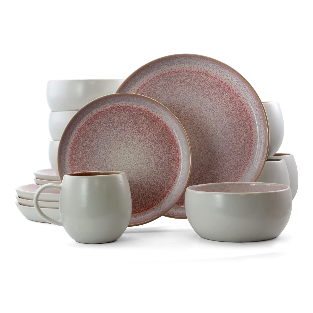 16-Piece Mocha Mauve Stoneware Dinnerware Set - Elegant Purple Tableware for 4, Includes Plates, Bowls & Mugs - Perfect for Dinner Parties, Holiday Gatherings & Everyday Dining