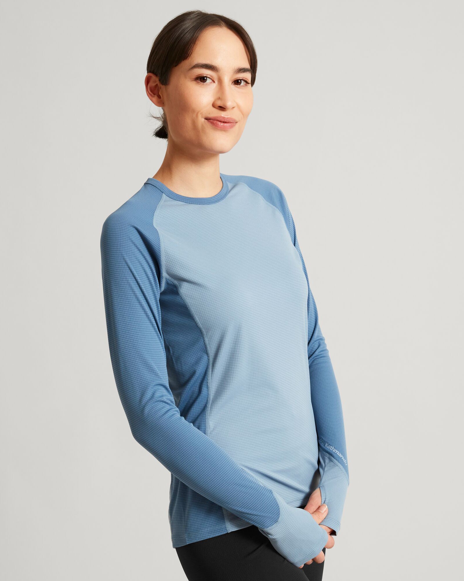 KMDAction Women's Long Sleeve T-Shirt - Soft Comfortable Stretchy Casual Top for Workout & Everyday Wear | Moonlight Blue Haze | Perfect for Yoga, Running & Lounge