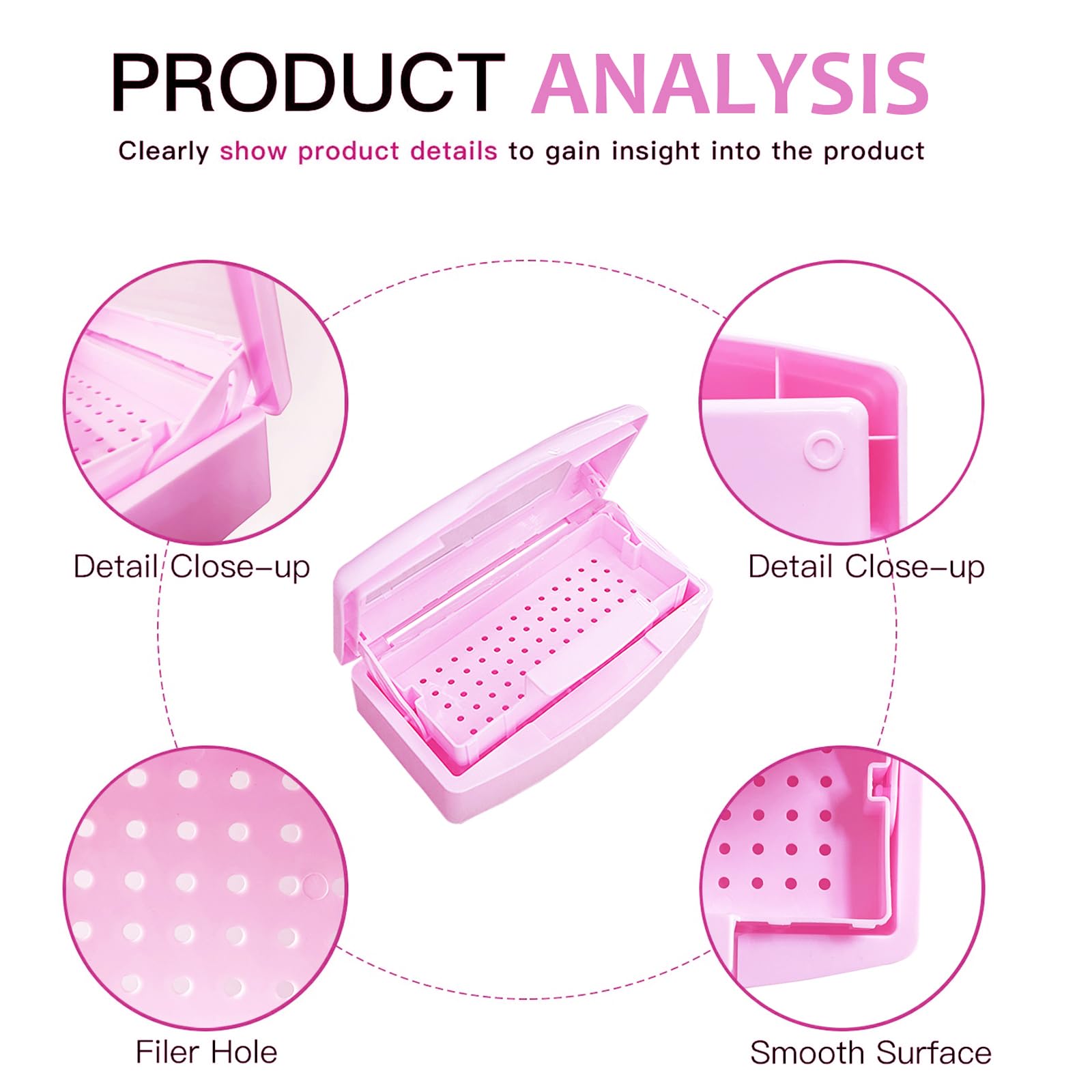 Sterilizing Tray for Nail Art Tools - Plastic Sanitizing Storage Box Organizer for Manicure, Tweezers, Salon & Spa Equipment (Pink) | Perfect for Nail Salons, Home Manicures & Professional Beauty Tools Disinfection