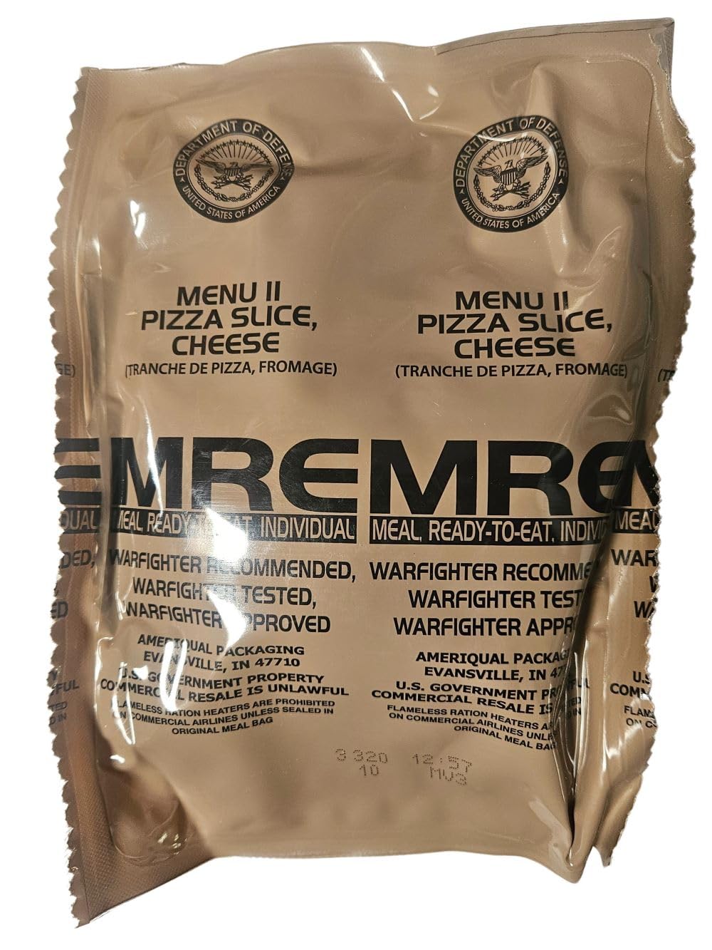 Authentic USGI MRE Meal Ready to Eat - Cheese Pizza Flavor with Entree, Snacks, Dessert & Utensils | Inspection Date 01/2026 or Newer | Perfect for Emergency Preparedness, Camping, Hiking & Survival Kits