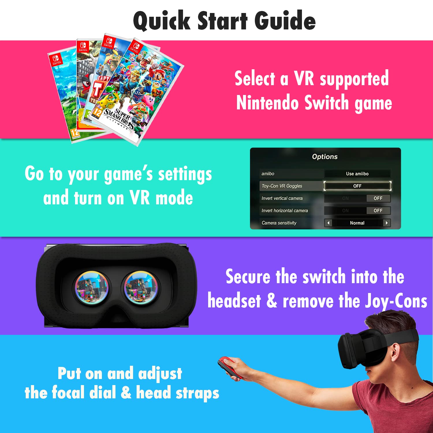 Orzly VR Headset for Nintendo Switch & Switch OLED - Adjustable Lens Virtual Reality Gaming Headset with Labo VR Support - Black Gift Box Edition | Perfect for Immersive Gaming, Family Entertainment & VR Exploration