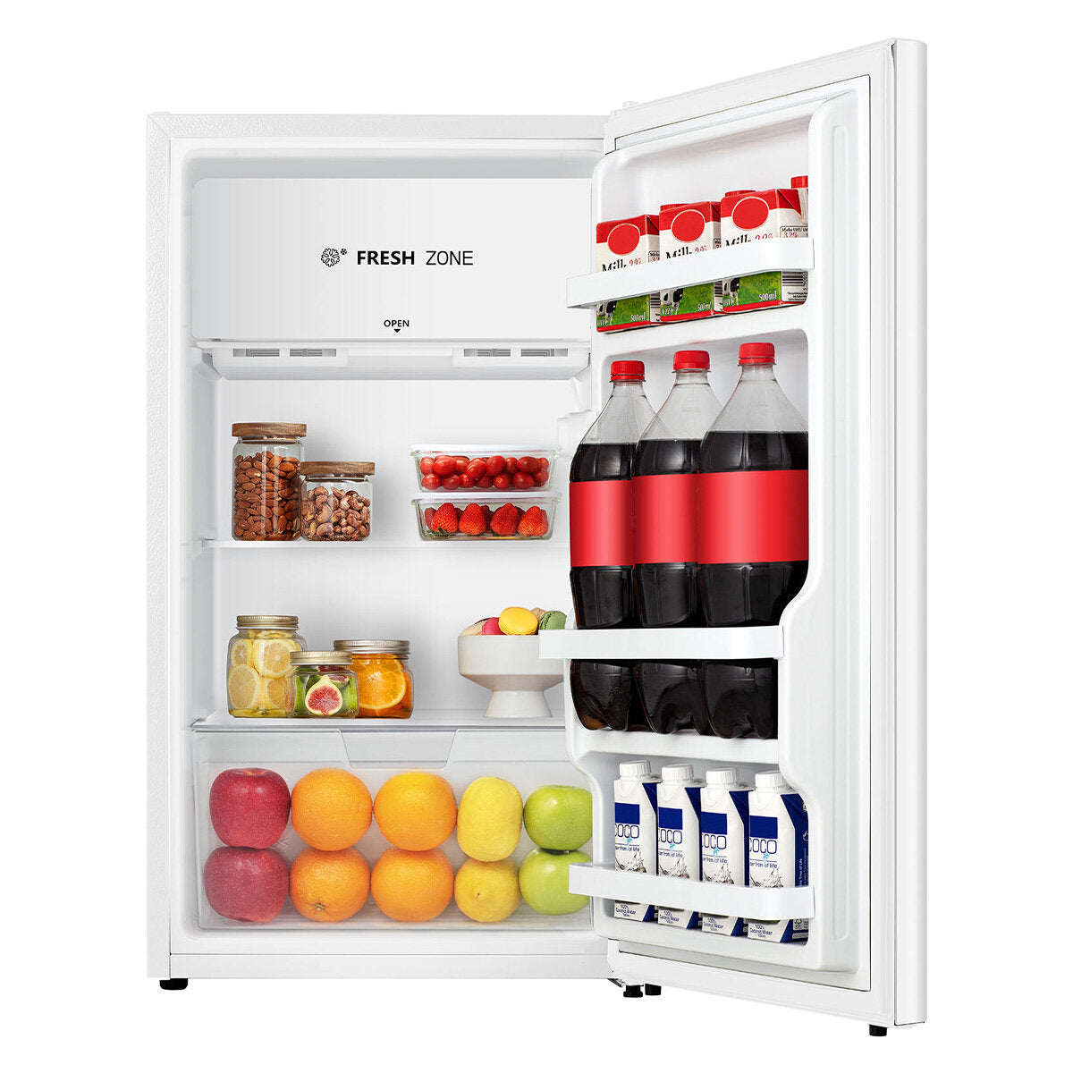 Hisense 124L Mini Bar Fridge - White HRBF126 - Compact Refrigerator for Home, Office, Dorm & Small Spaces - Perfect for Beverages, Snacks & Beauty Products Storage
