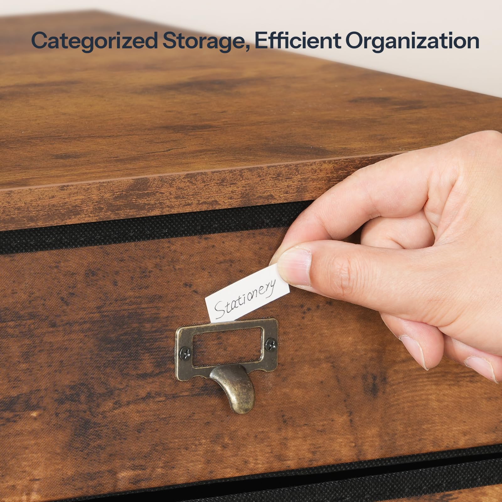 HOOBRO 7-Drawer Vertical File Cabinet, Metal Office Storage Cabinet with Drawers, Home Office Organizer - Rustic Brown & Black, Includes S-Hooks & Nameplates, Sturdy Metal Frame, Easy Assembly | Perfect for Document Storage, Office Organization & Home Workspace