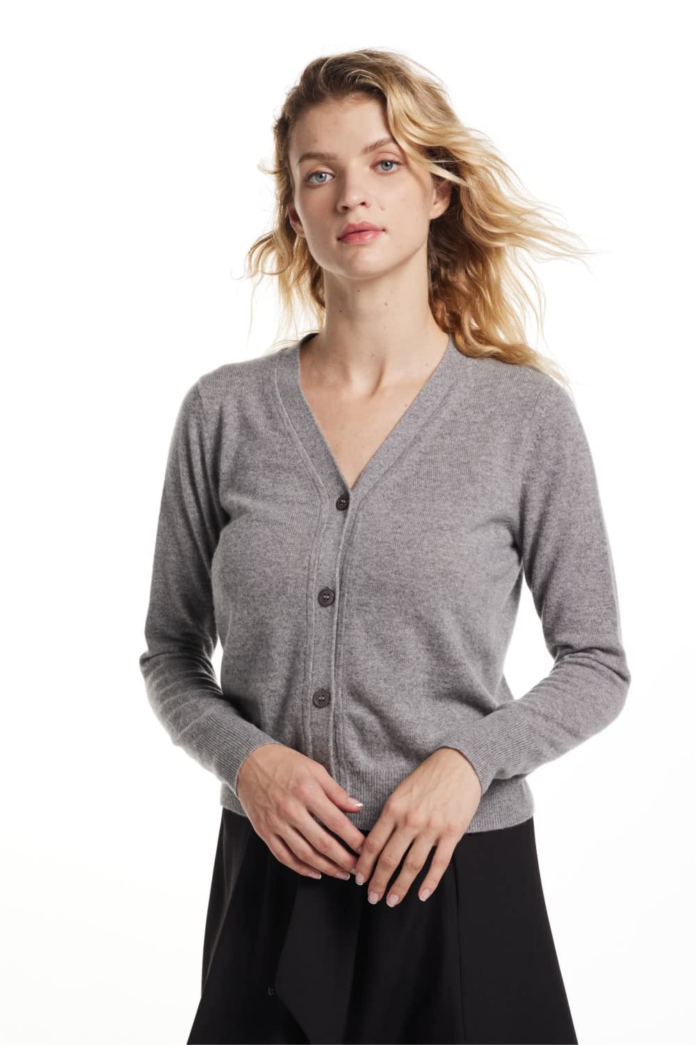 EURKEA 100% Cashmere V-Neck Cardigan Sweater for Women | Soft Winter Pullover Top | Perfect Gift for Her | Office, Date Night & Holiday Wear