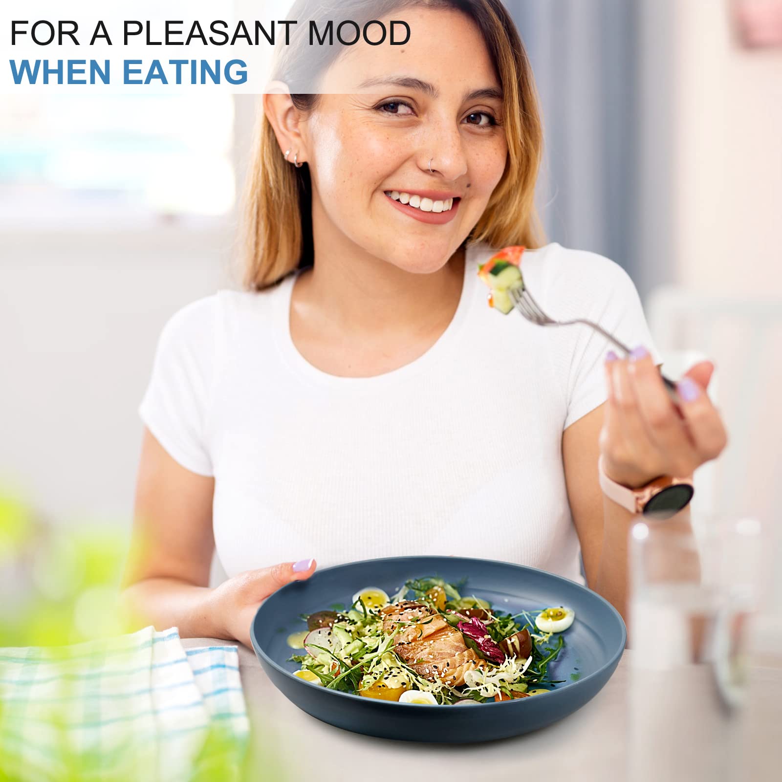 Shopwithgreen Lightweight Plastic Plates - 4 Pack 10 Inch Unbreakable Dinner Plates, Dishwasher & Microwave Safe, BPA Free, for Kids, Children, Toddlers & Adults | Perfect for Family Meals, Picnics, Parties, and Outdoor Dining