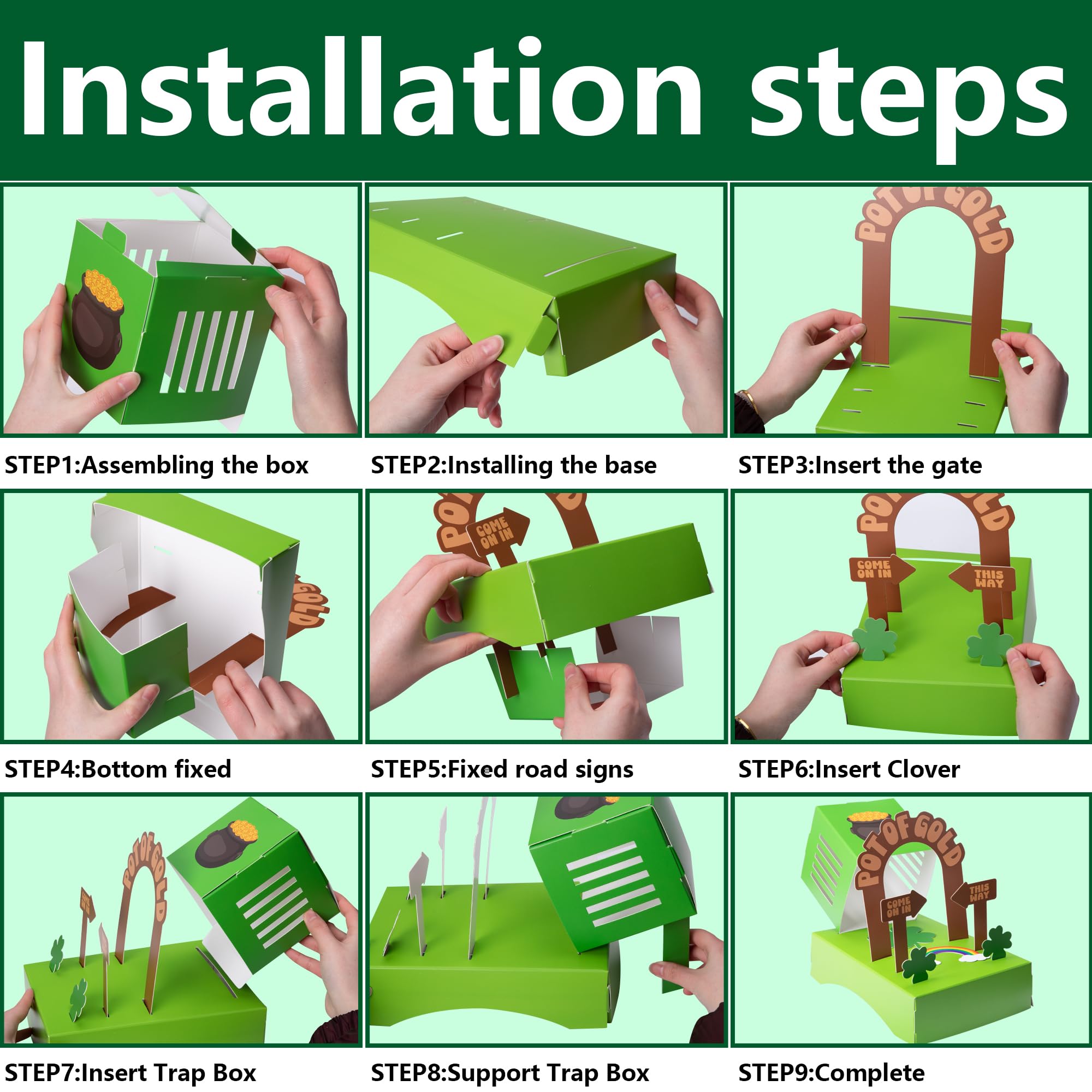 RunNico St. Patrick's Day Leprechaun Trap Kit - DIY Craft Kit for Kids, Fun St Patricks Day Party Supplies to Catch a Leprechaun - Perfect for Classroom Activities, Home Decor & Festive Holiday Celebrations (Cage Included)